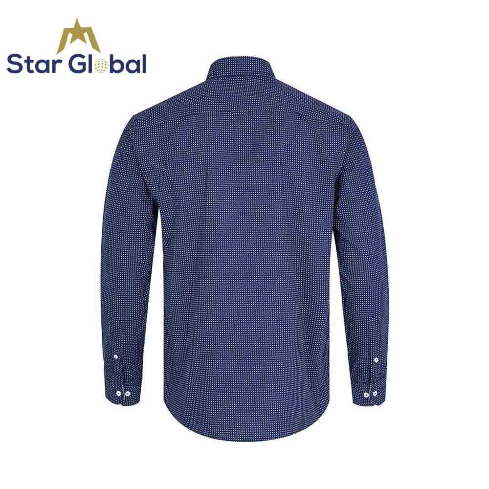 Navy Slim Fit Dotted Casual Shirt